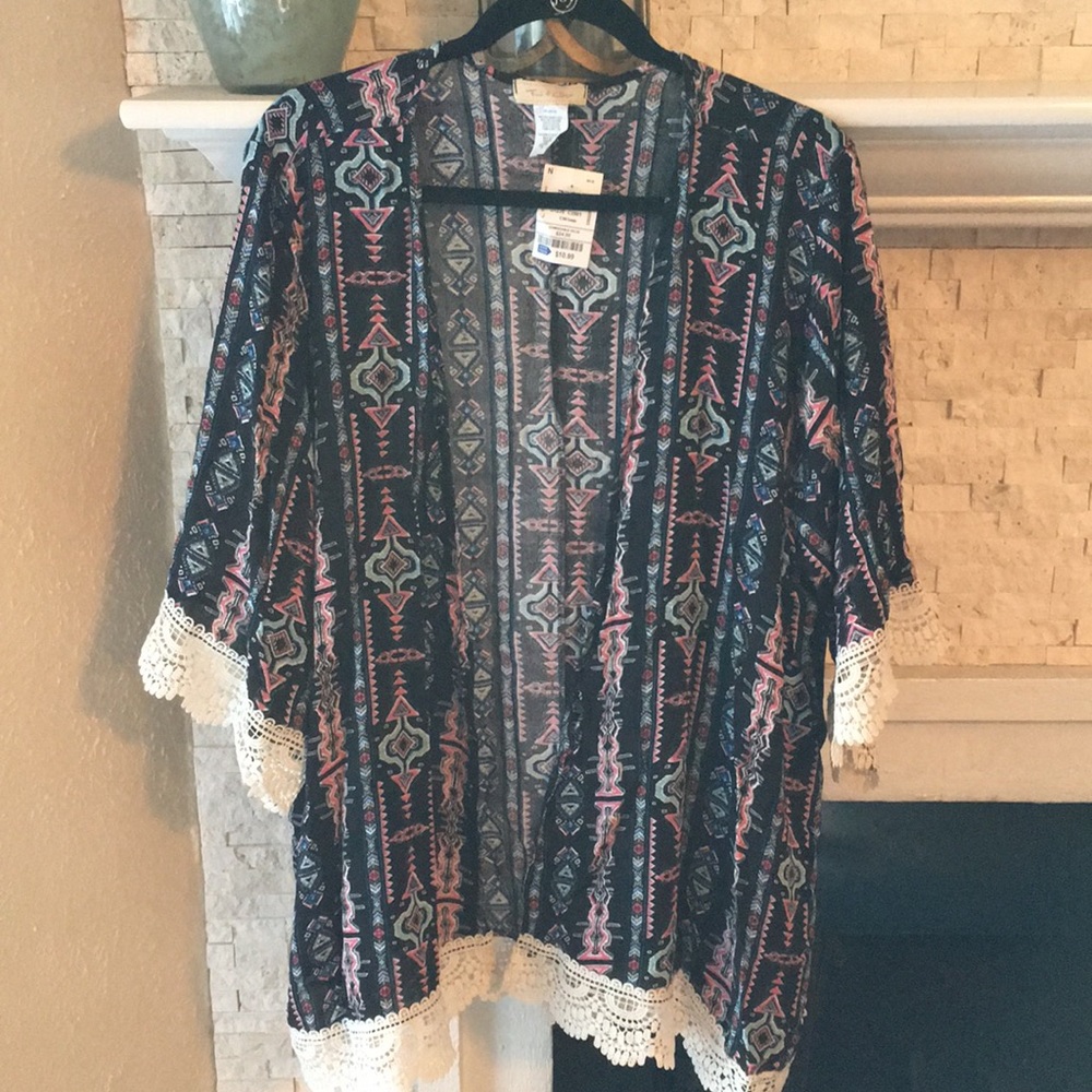 Kimono/Duster/Cardigan Top with Lace